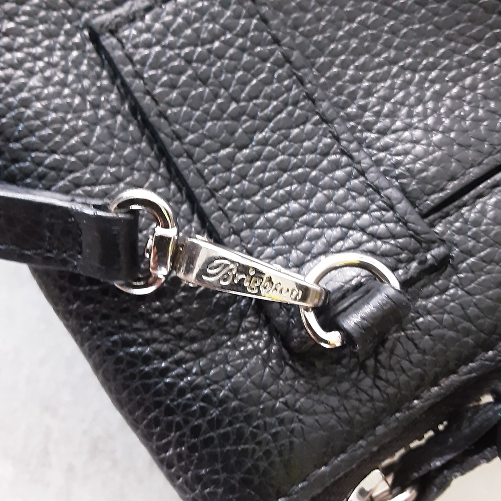 Brighton Interlok Convertible Belt Pouch, Black Leather Crossbody Bag Hand-Laced - Picture 10 of 13